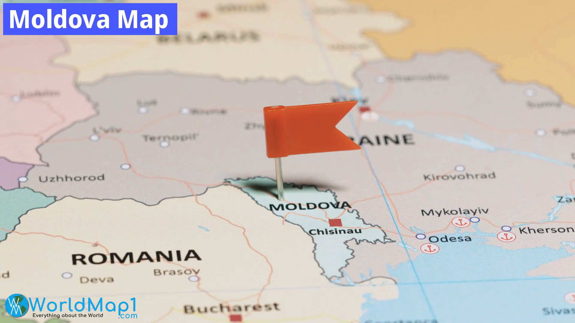 Map of Moldova and Ukraine